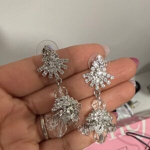 Elegant Silver Crystal Drop Earrings